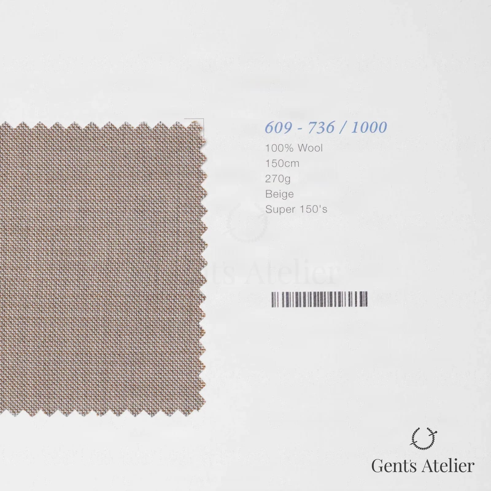 Образец ткани Marzoni 609 - 736 / 1000 с этикеткой — Бежевый
