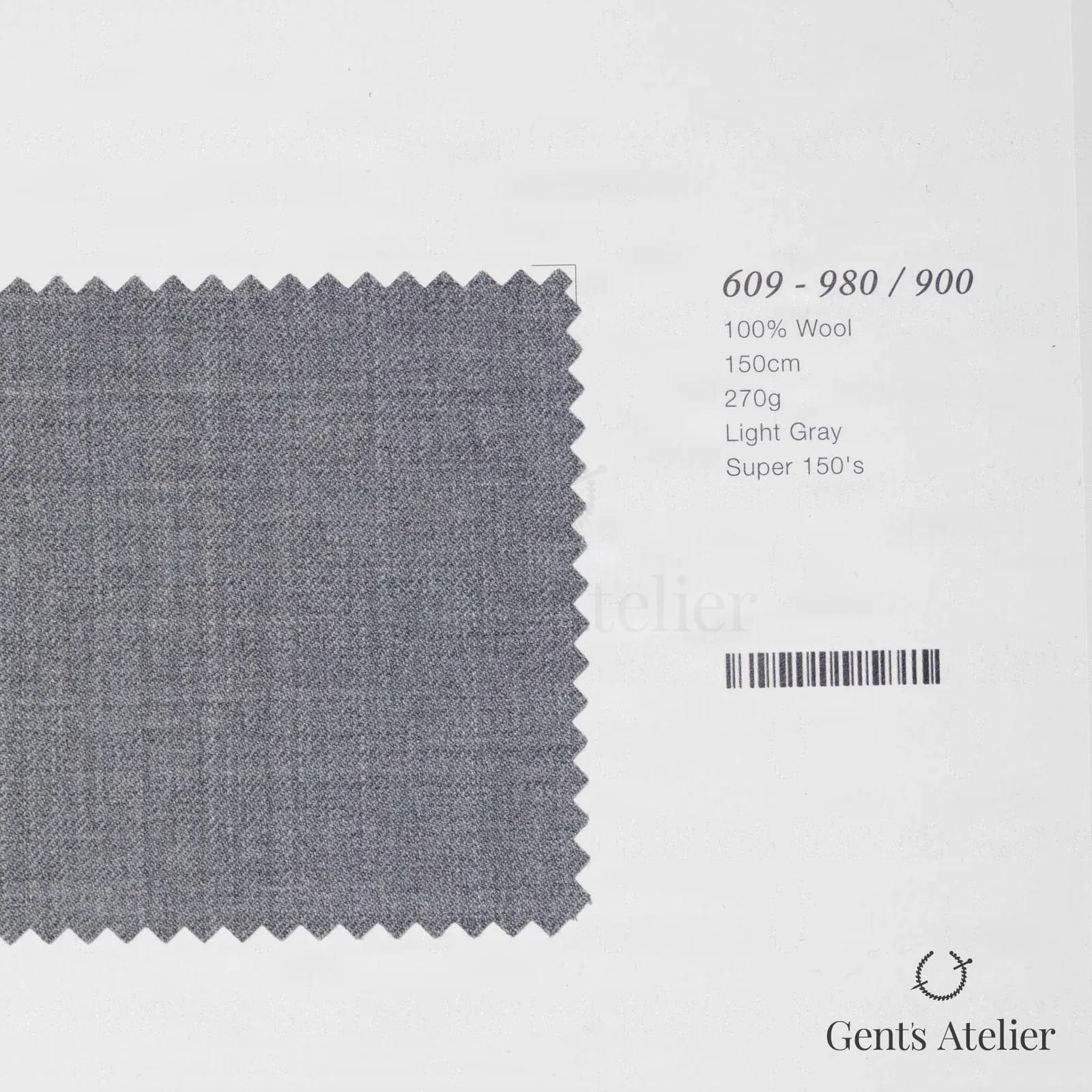 Образец ткани Marzoni 609 - 980 / 900 с этикеткой — Светло-серый