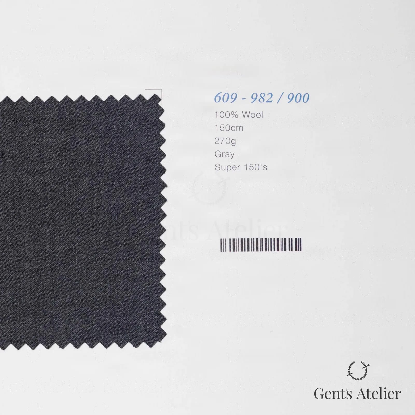Образец ткани Marzoni 609 - 982 / 900 с этикеткой — Серый