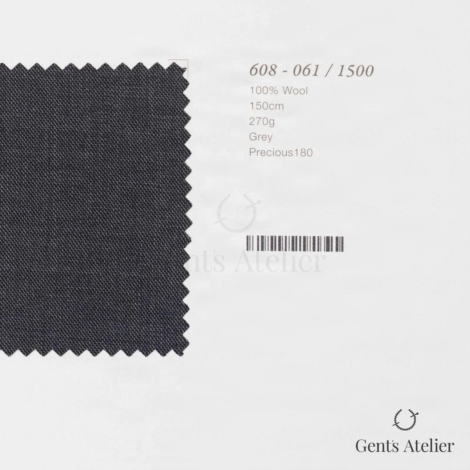 Образец ткани Marzoni 608 - 061 / 1500 с этикеткой — Серый