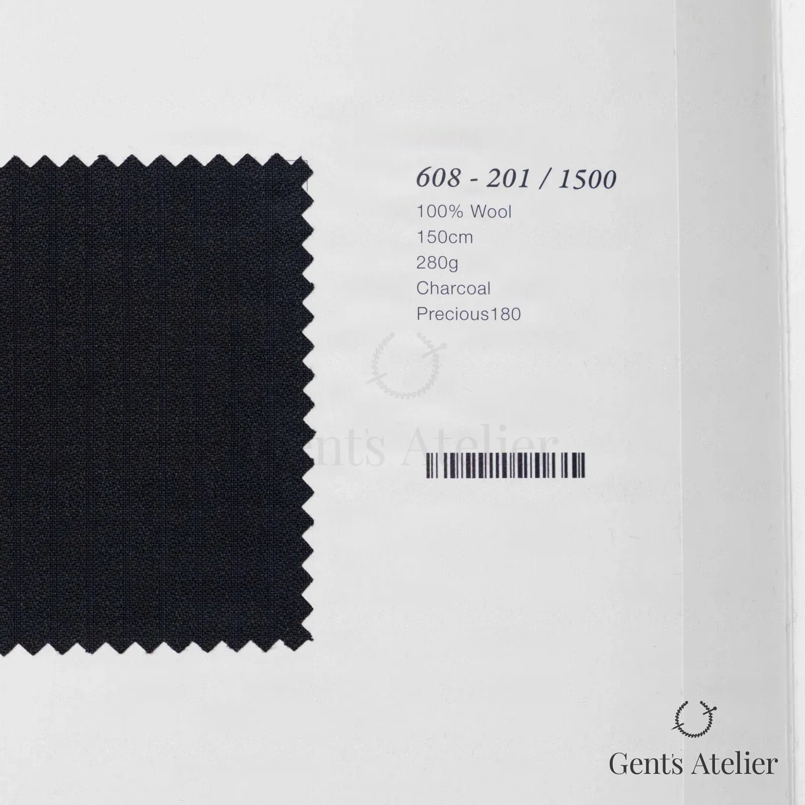 Образец ткани Marzoni 608 - 201 / 1500 с этикеткой — Антрацит