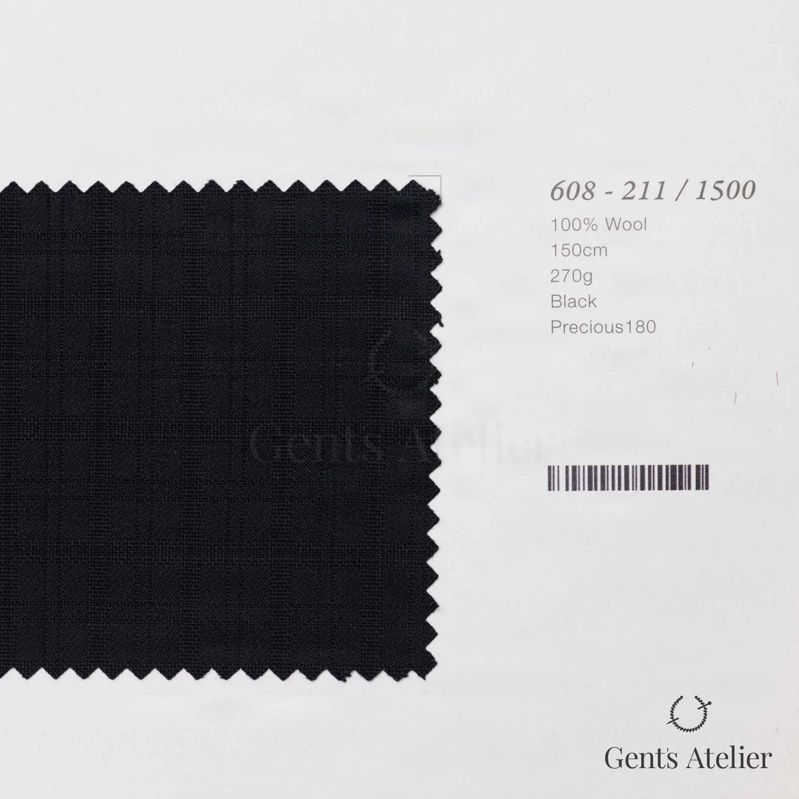 Образец ткани Marzoni 608 - 211 / 1500 с этикеткой — Чёрный