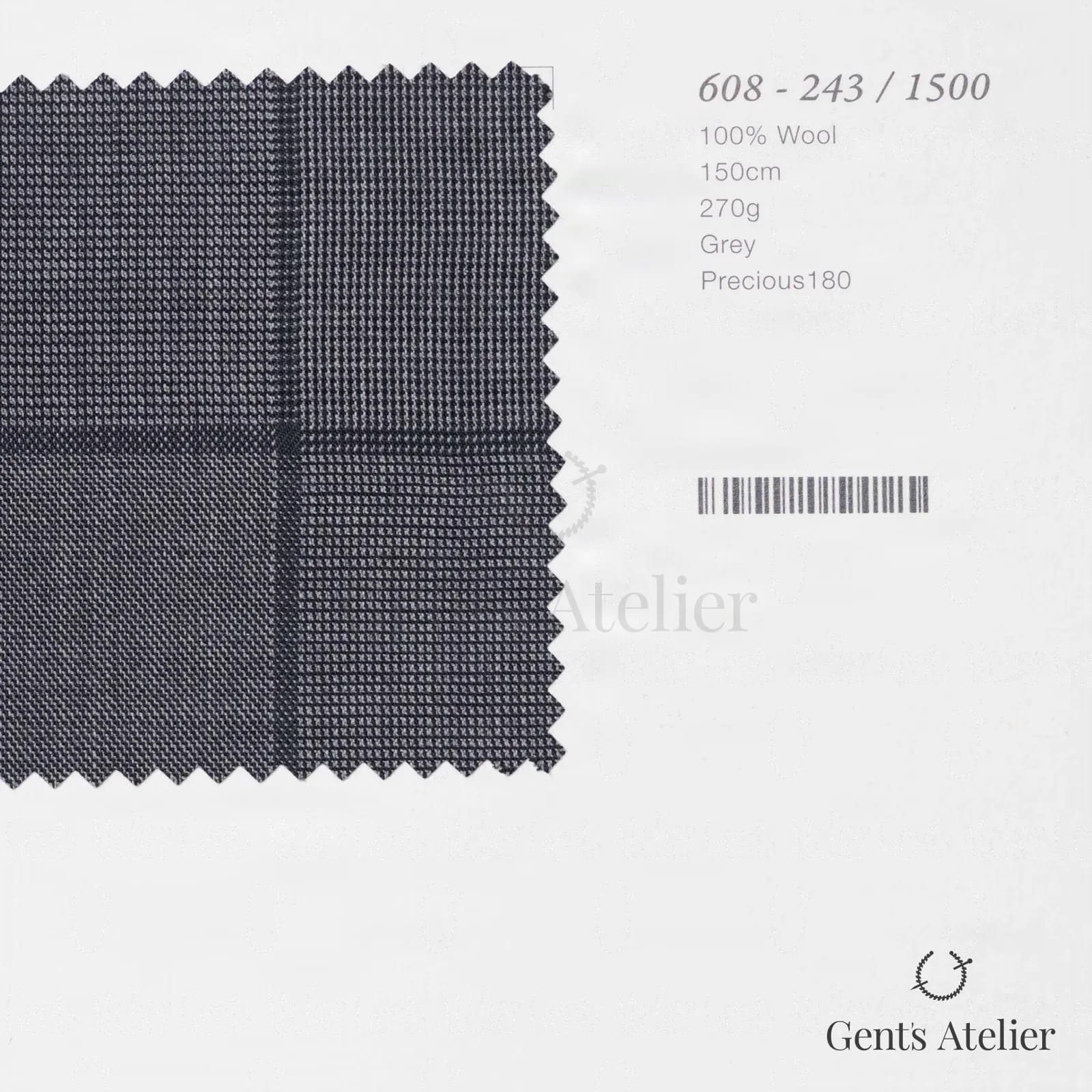 Образец ткани Marzoni 608 - 243 / 1500 с этикеткой — Серый