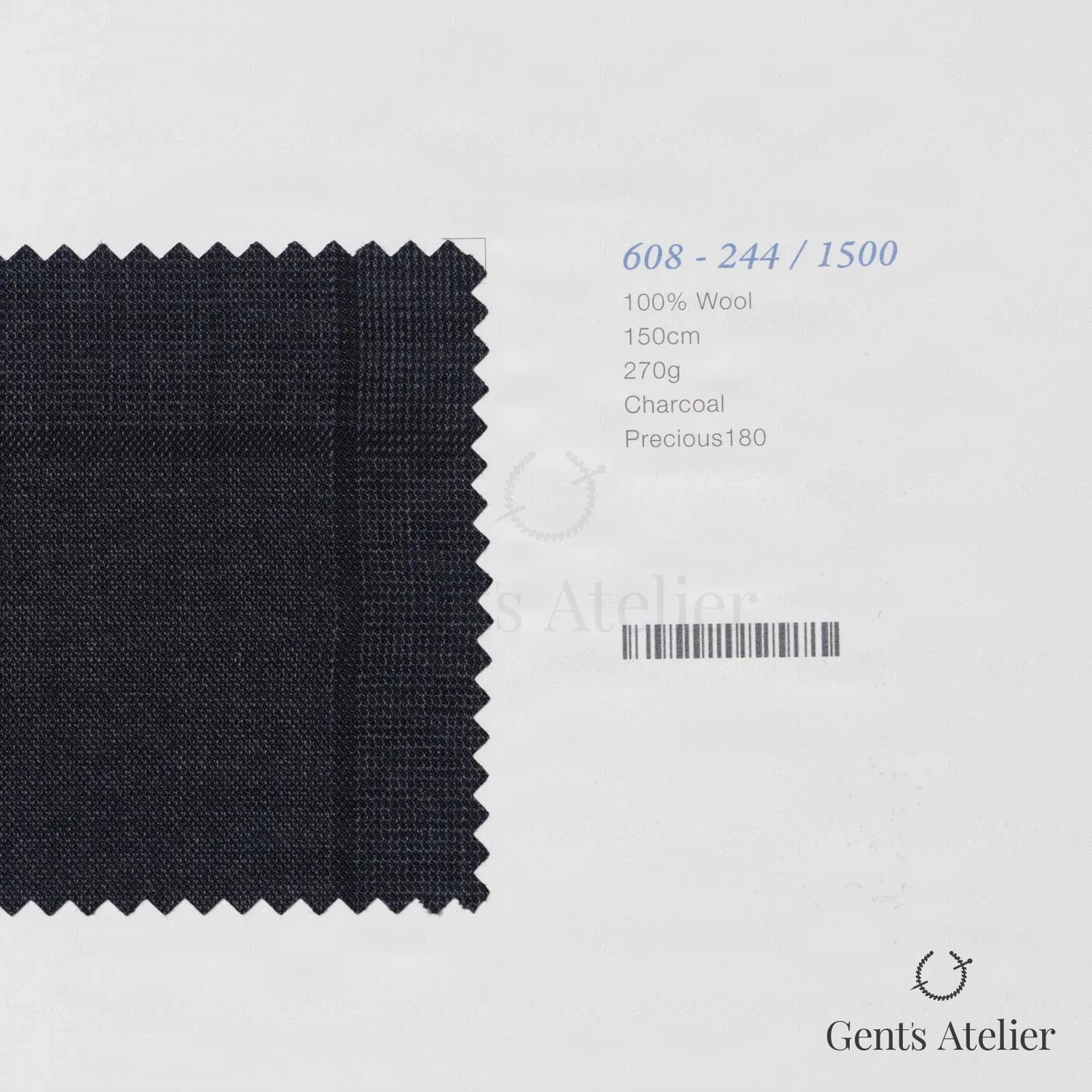 Образец ткани Marzoni 608 - 244 / 1500 с этикеткой — Антрацит
