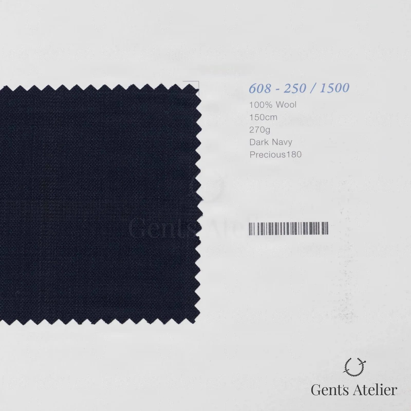 Образец ткани Marzoni 608 - 250 / 1500 с этикеткой — Тёмно-синий