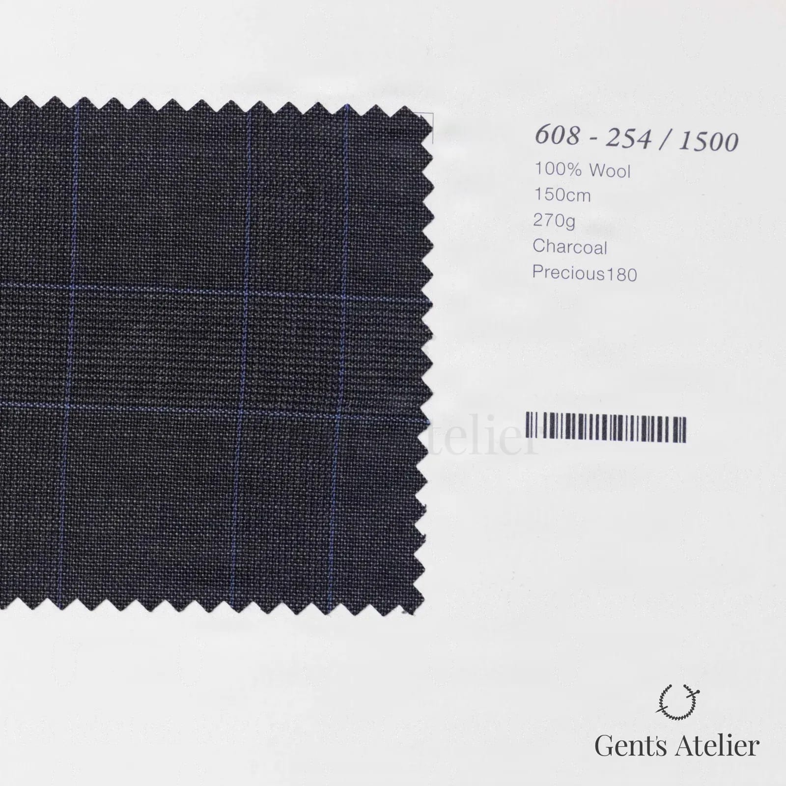 Образец ткани Marzoni 608 - 254 / 1500 с этикеткой — Антрацит
