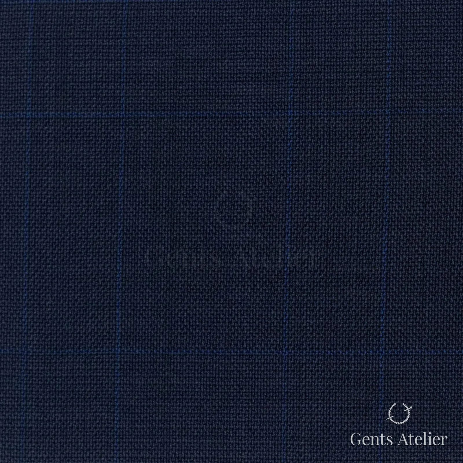 Костюмная ткань Marzoni 608 - 256 / 1500 — Тёмно-синий, оконная клетка, 100% шерсть