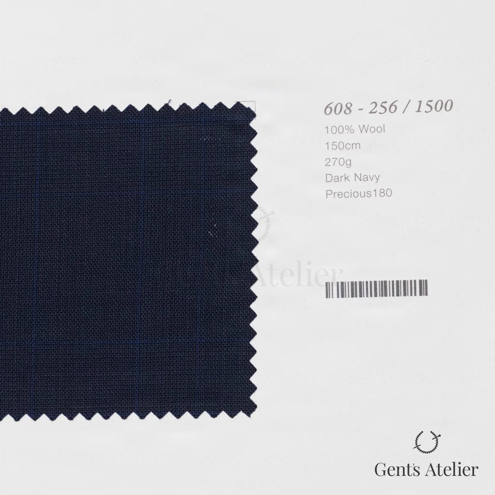 Образец ткани Marzoni 608 - 256 / 1500 с этикеткой — Тёмно-синий