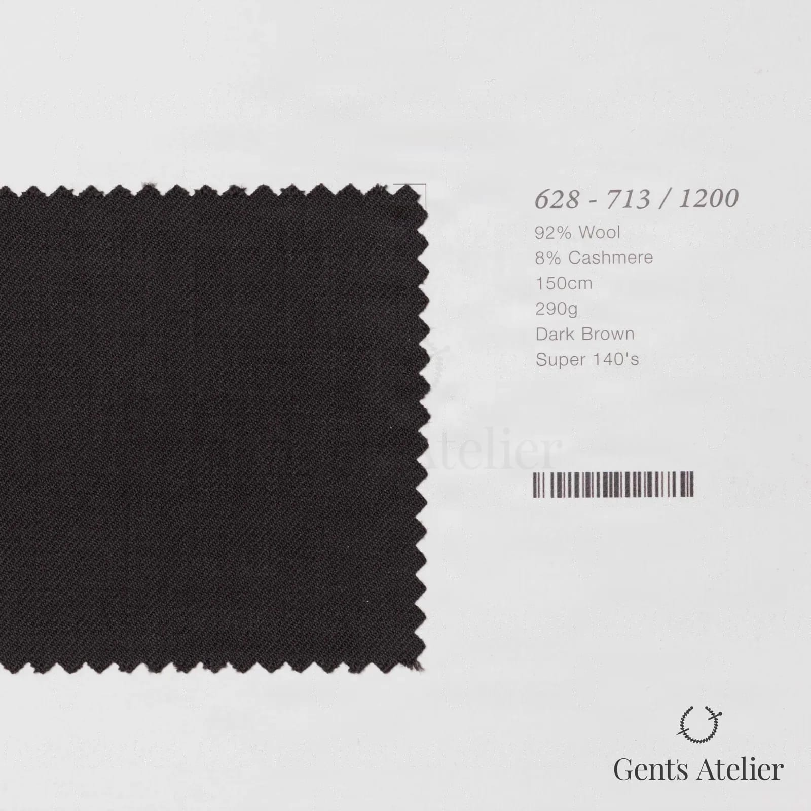 Образец ткани Marzoni 628 - 713 / 1200 с этикеткой — Dark Brown