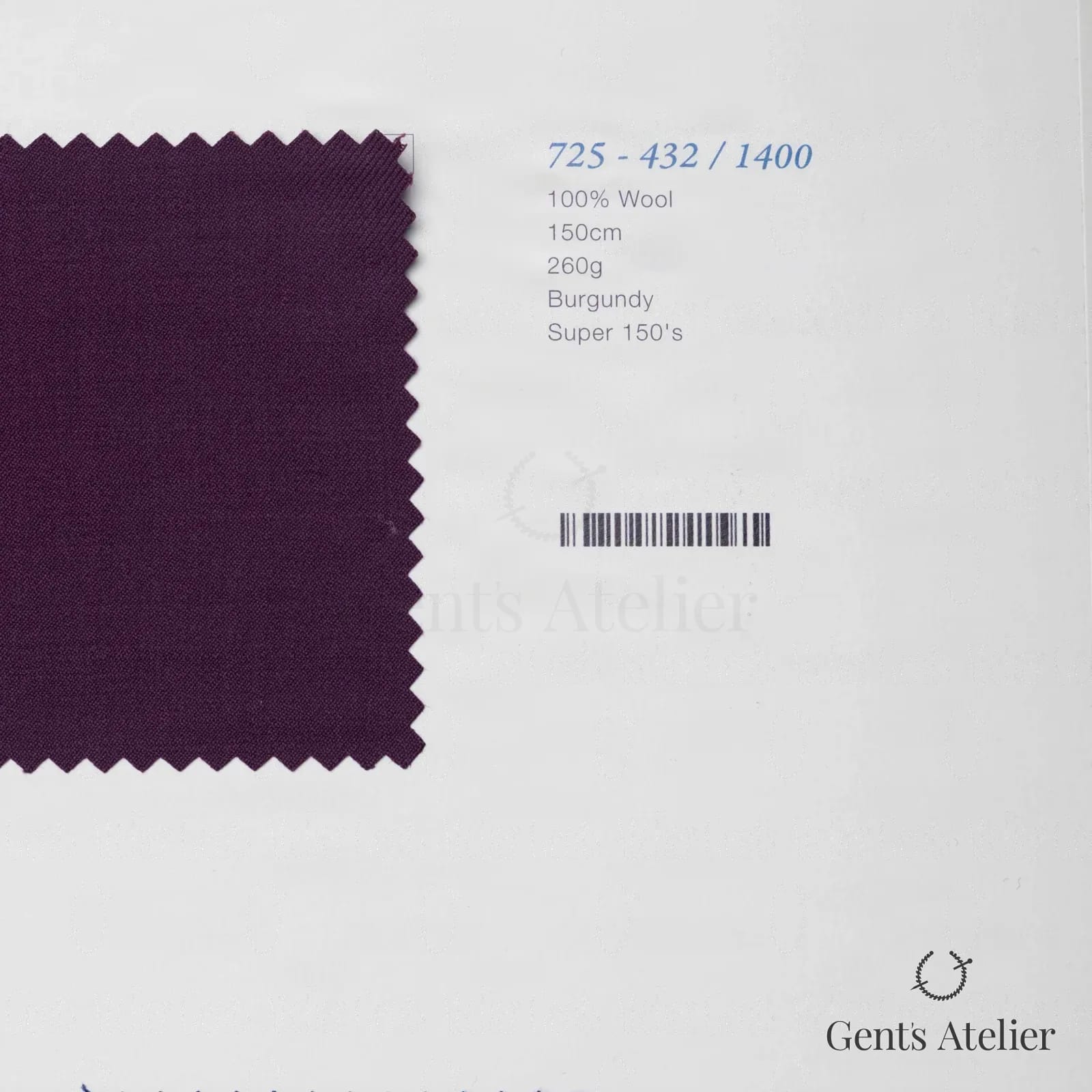 Образец ткани Marzoni 725 - 432 / 1400 с этикеткой — Бордовый