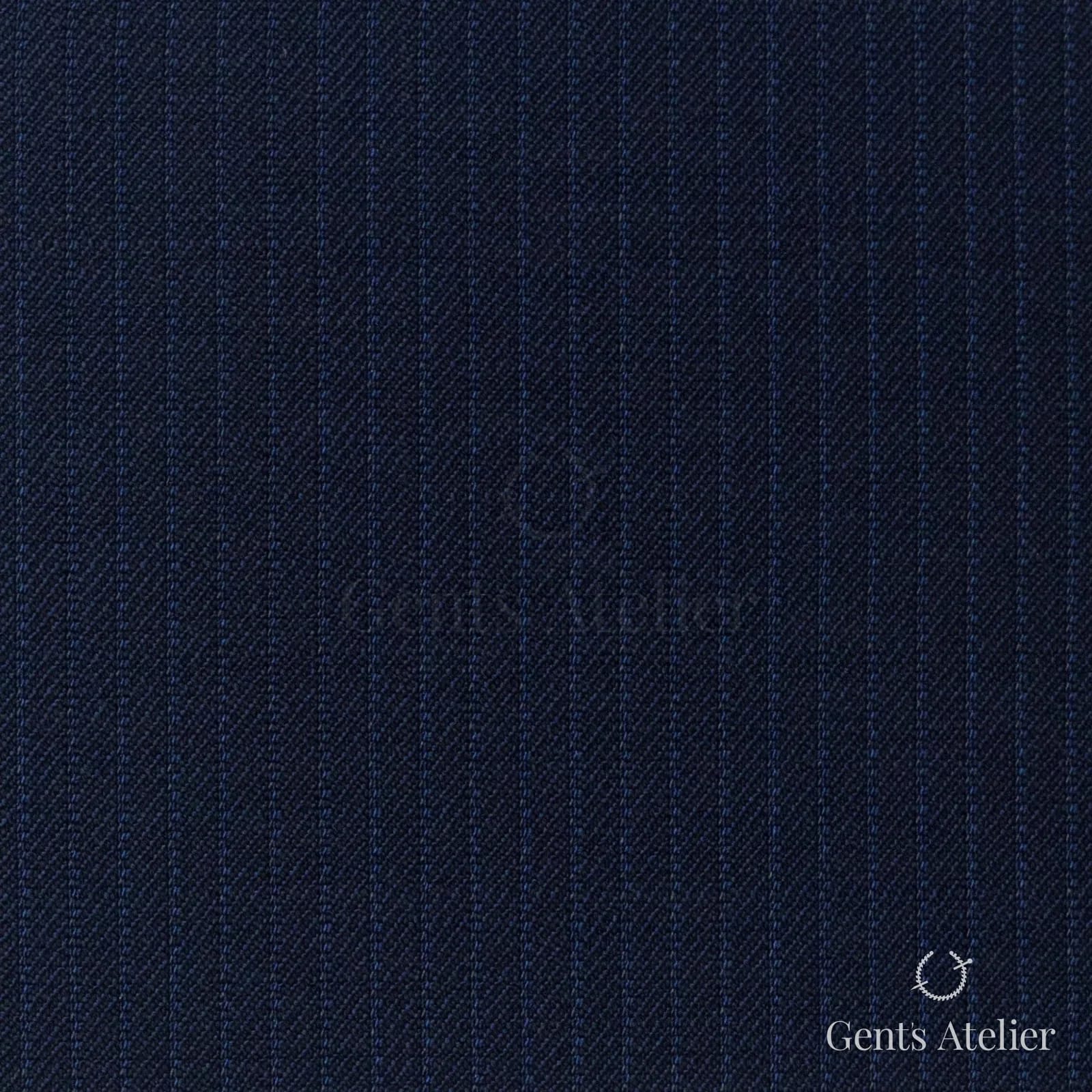Костюмная ткань Marzoni 725 - 446 / 1300 — Тёмно-синий / Синий, полоса, 100% шерсть