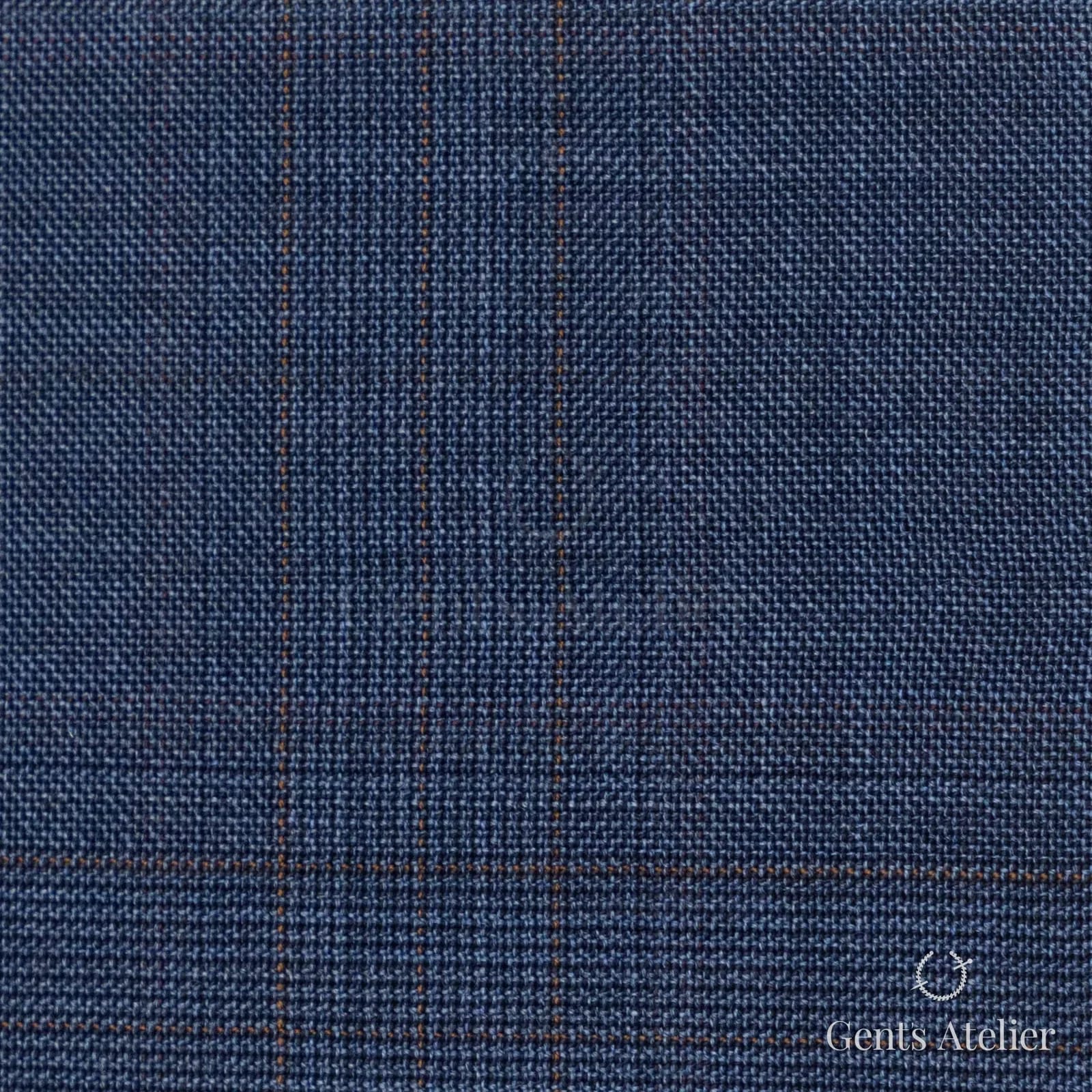 Костюмная ткань Marzoni 725 - 454 / 1300 — Синий / Tan, оконная клетка, 100% шерсть