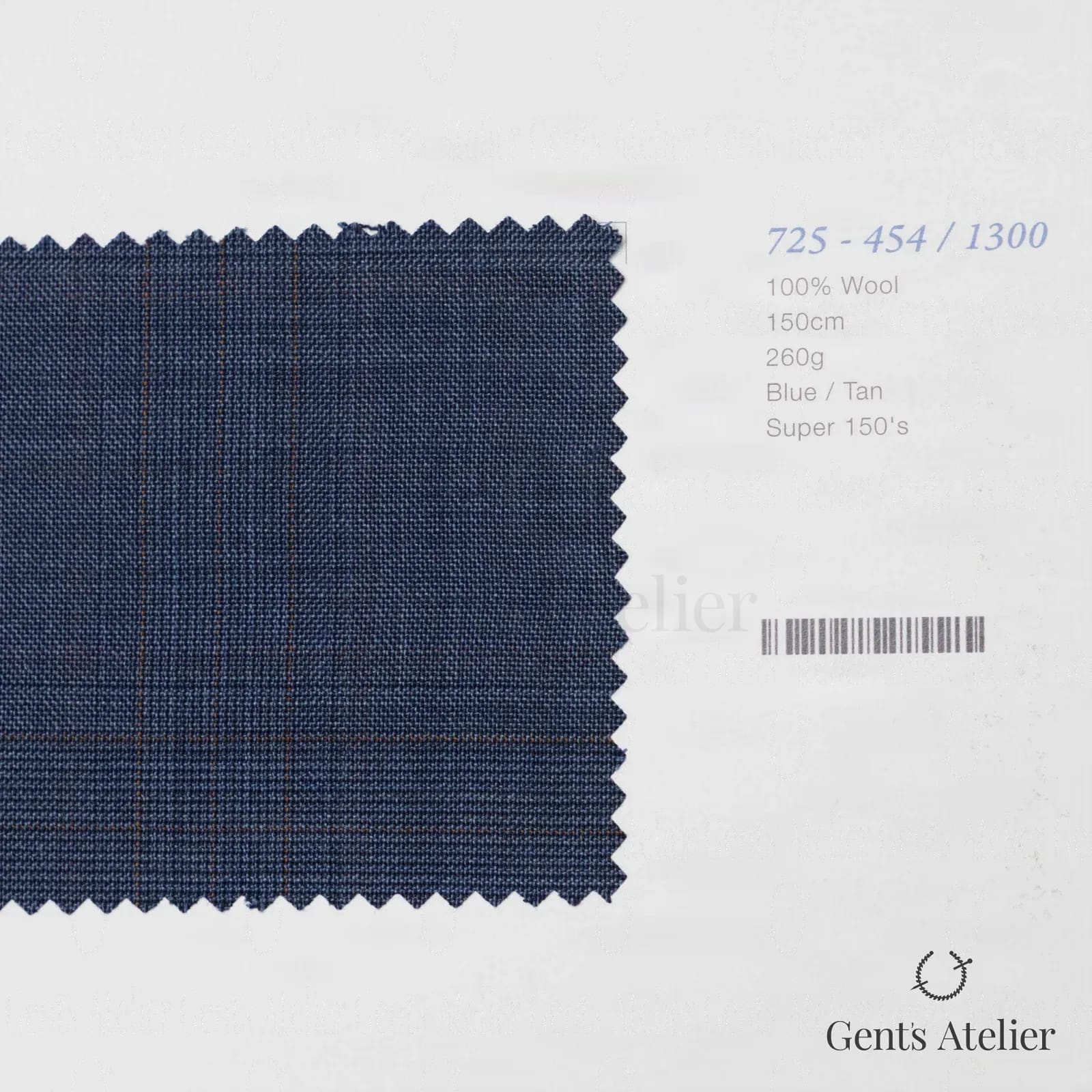 Образец ткани Marzoni 725 - 454 / 1300 с этикеткой — Синий / Tan