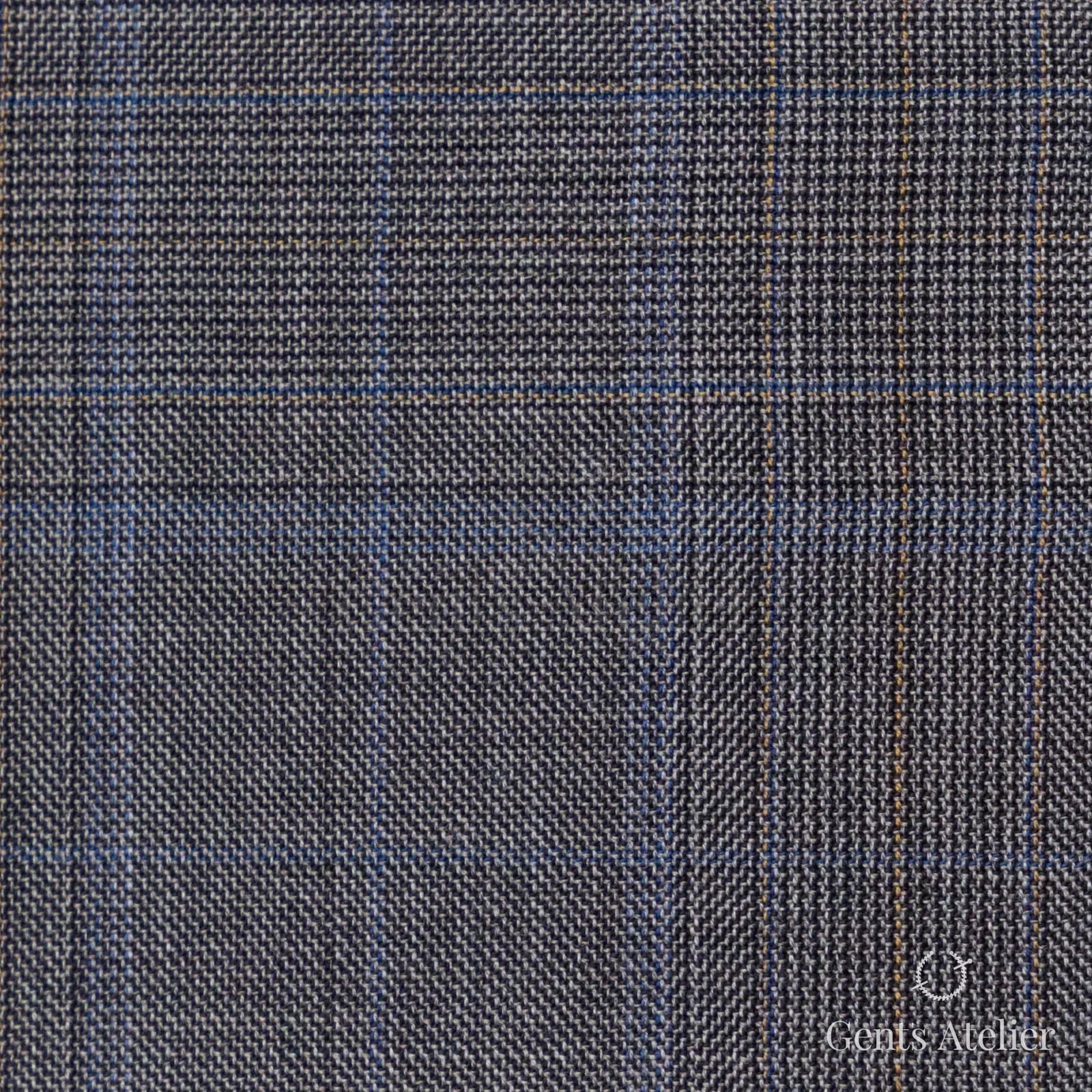 Костюмная ткань Marzoni 725 - 455 / 1300 — Коричневый / Синий, оконная клетка, 100% шерсть