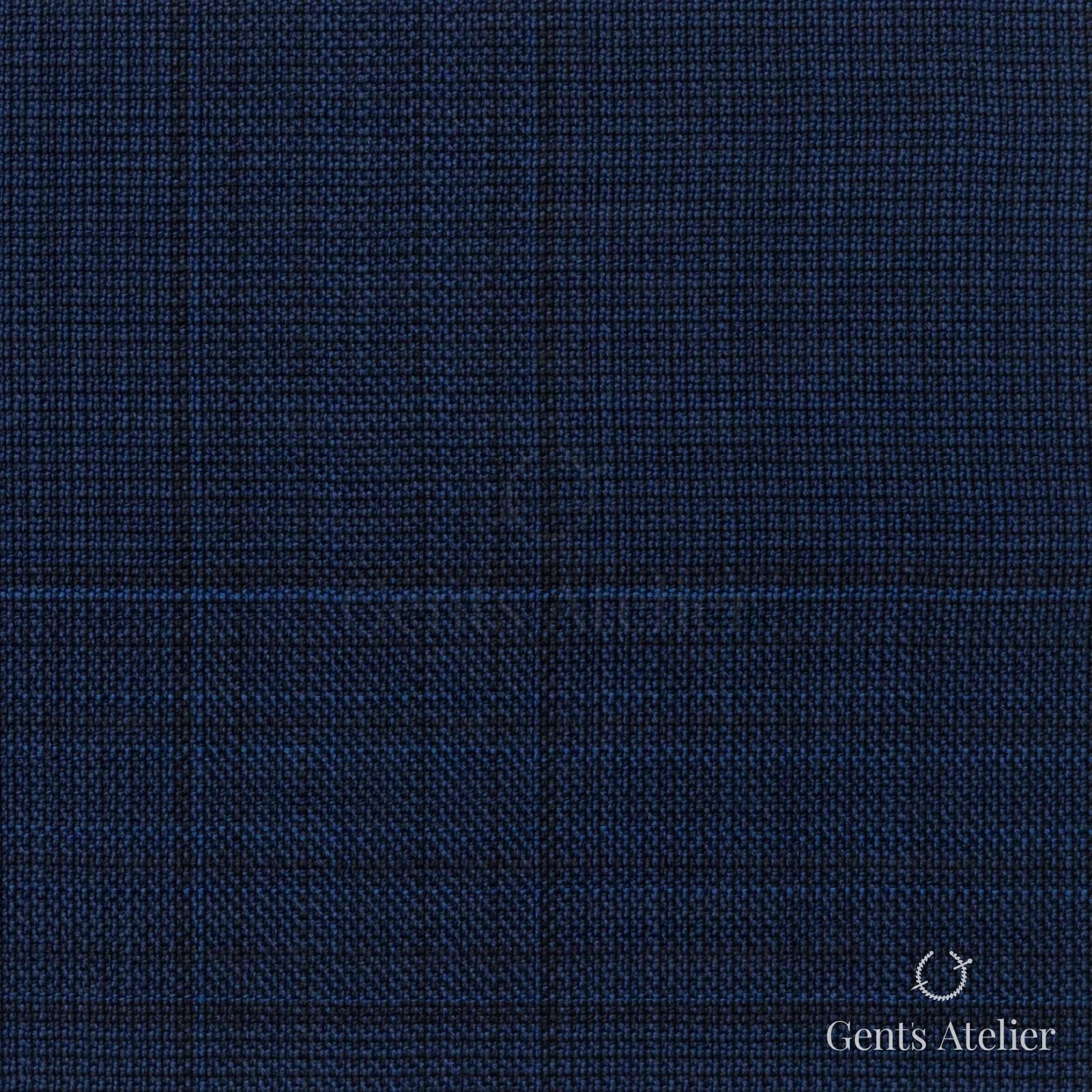 Костюмная ткань Marzoni 725 - 459 / 1300 — Тёмно-синий / Синий, оконная клетка, 100% шерсть