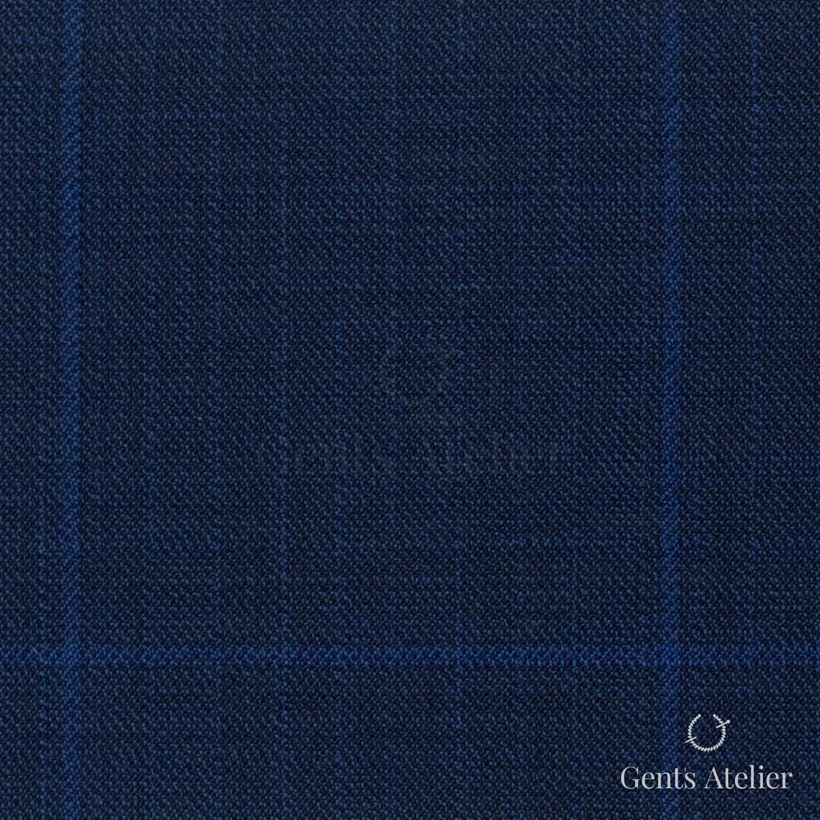Костюмная ткань Marzoni 725 - 461 / 1300 — Тёмно-синий / Синий, оконная клетка, 100% шерсть