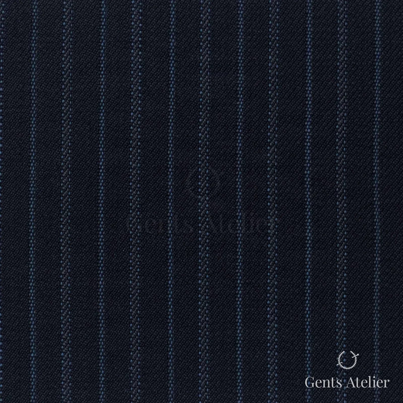 Костюмная ткань Marzoni 725 - 474 / 1300 — Тёмно-синий / Синий, полоса, 100% шерсть