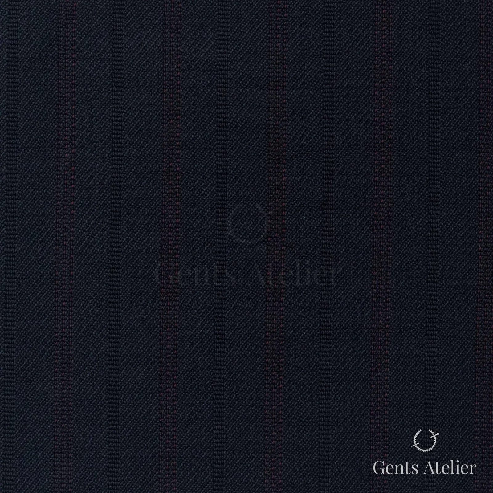 Костюмная ткань Marzoni 725 - 476 / 1300 — Тёмно-синий / Бордовый, полоса, 100% шерсть