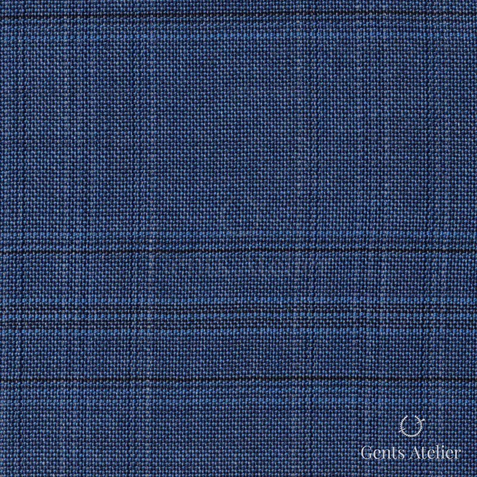 Костюмная ткань Marzoni 725 - 478 / 1300 — Синий / Синий, оконная клетка, 100% шерсть