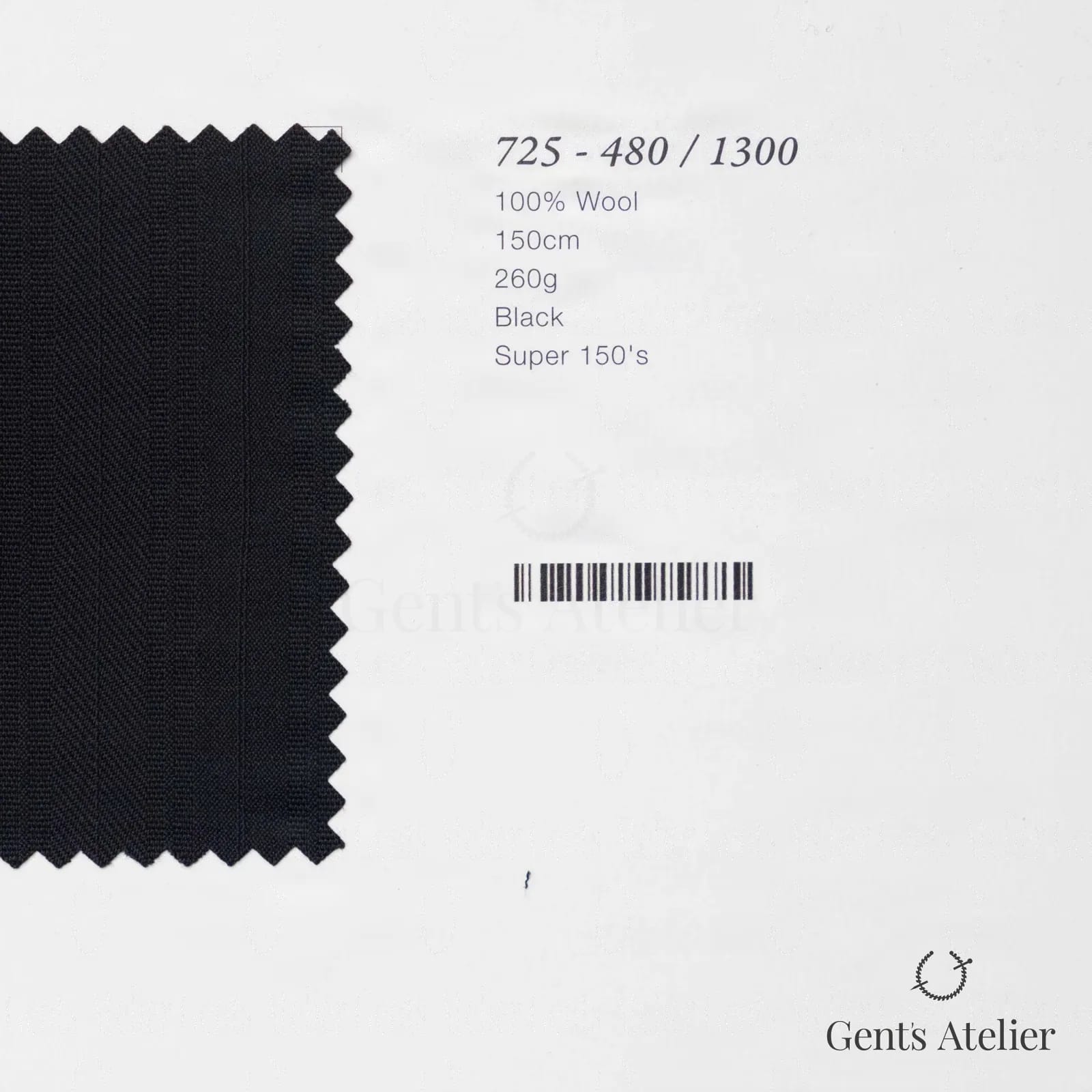 Образец ткани Marzoni 725 - 480 / 1300 с этикеткой — Чёрный