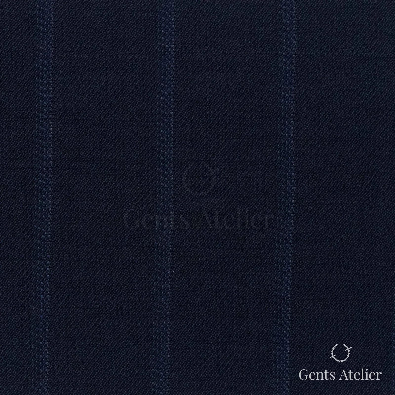Костюмная ткань Marzoni 725 - 487 / 1500 — Тёмно-синий / Синий, полоса, 100% шерсть