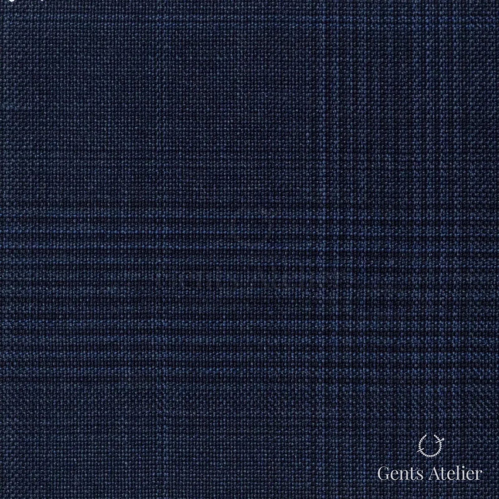 Костюмная ткань Marzoni 725 - 489 / 1500 — Синий / Тёмно-синий, оконная клетка, 100% шерсть