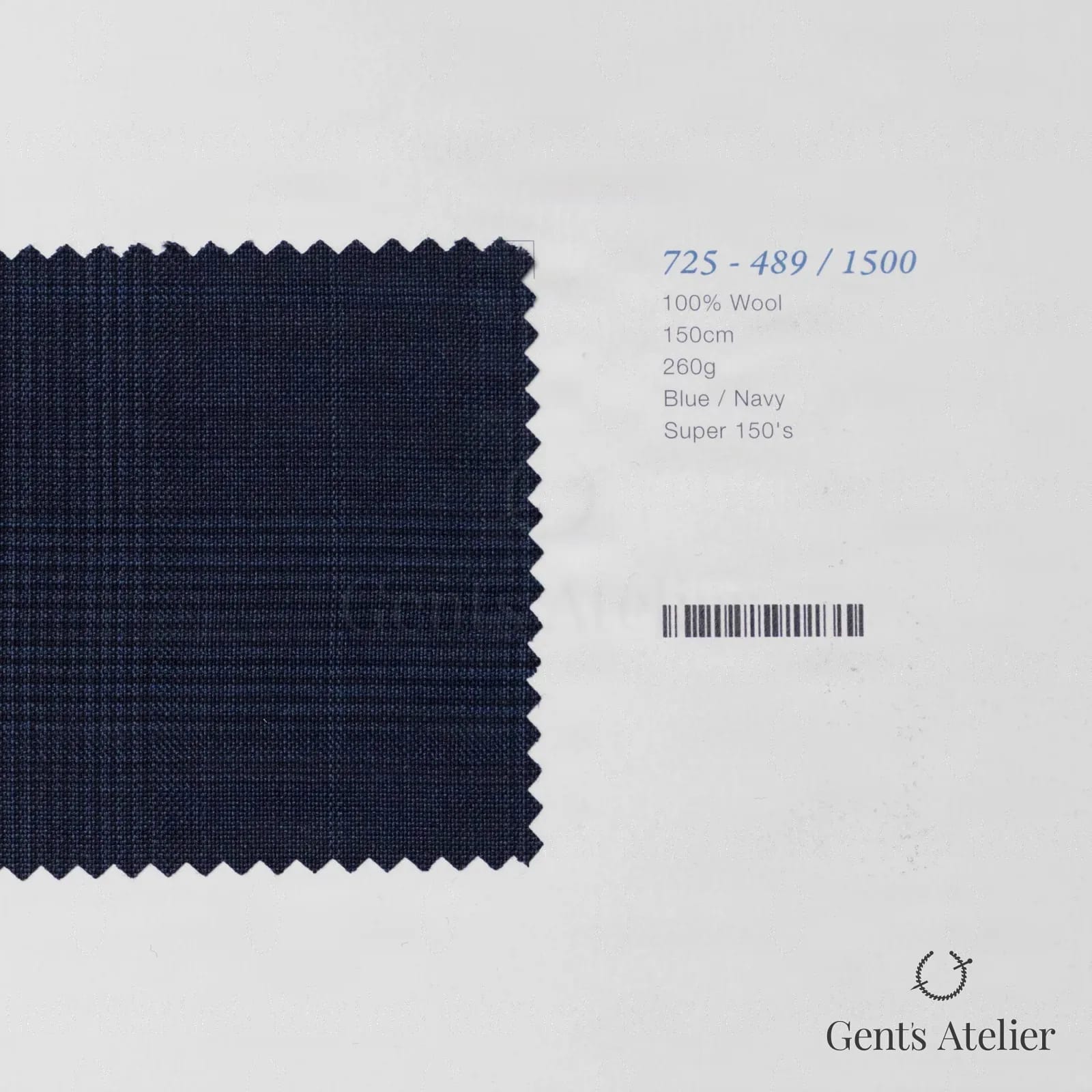 Образец ткани Marzoni 725 - 489 / 1500 с этикеткой — Синий / Тёмно-синий