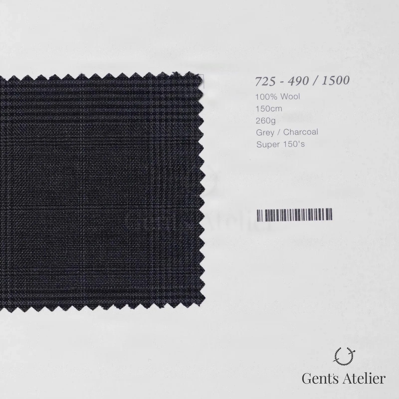 Образец ткани Marzoni 725 - 490 / 1500 с этикеткой — Серый / Антрацит
