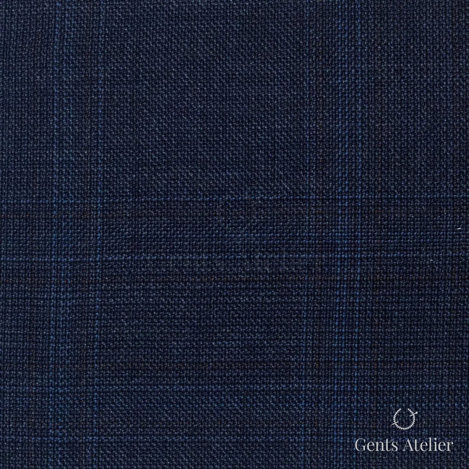 Костюмная ткань Marzoni 725 - 493 / 1500 — Тёмно-синий / Синий, оконная клетка, 100% шерсть