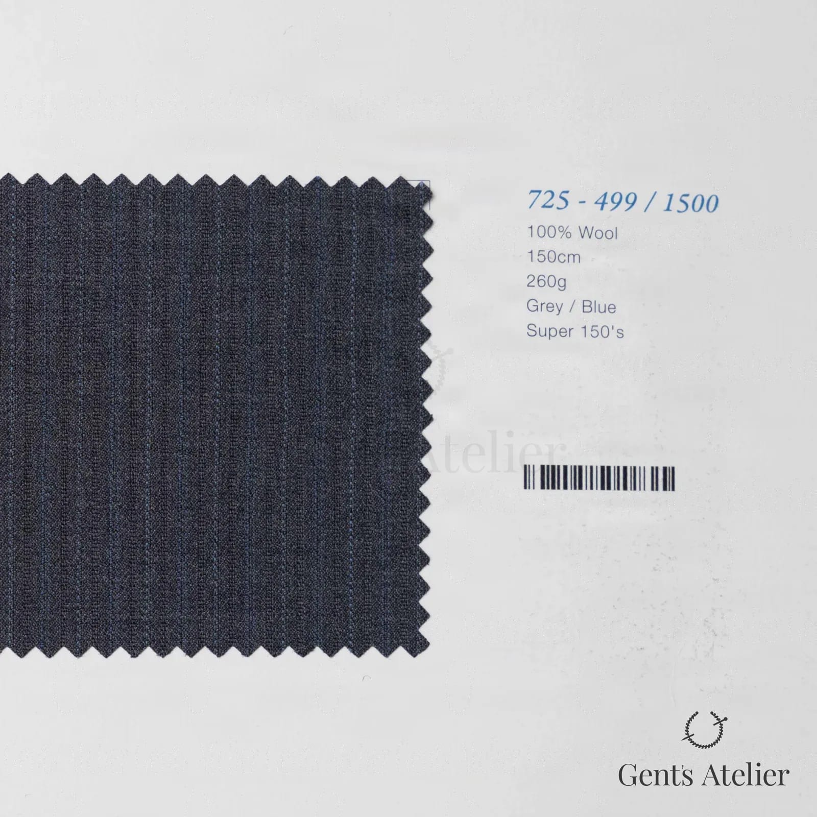 Образец ткани Marzoni 725 - 499 / 1500 с этикеткой — Серый / Синий