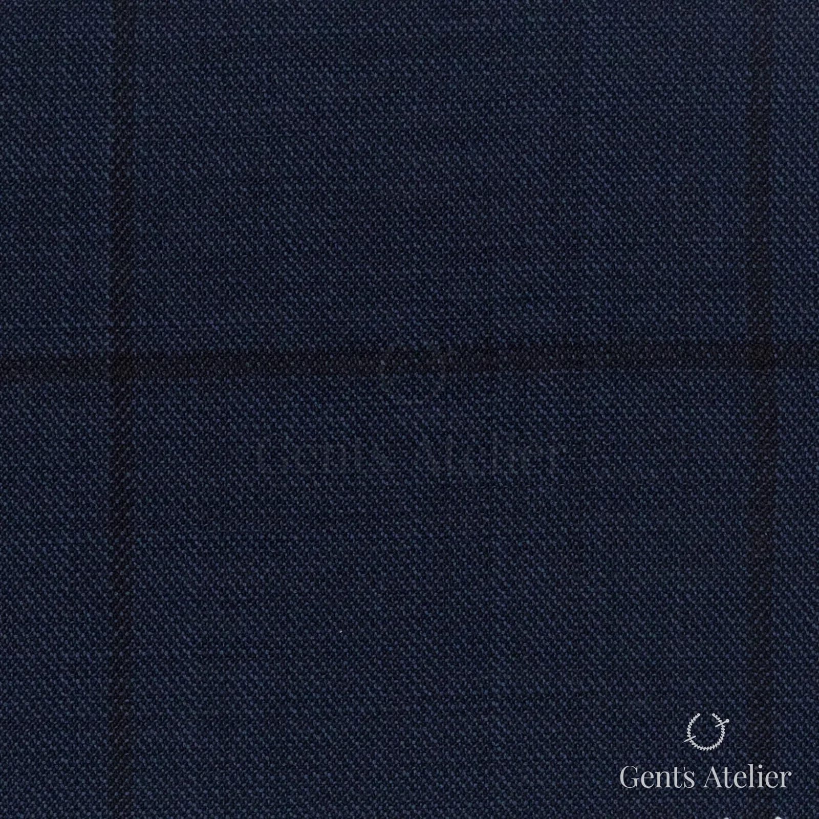 Костюмная ткань Marzoni 725 - 500 / 1500 — Тёмно-синий / Чёрный, оконная клетка, 100% шерсть