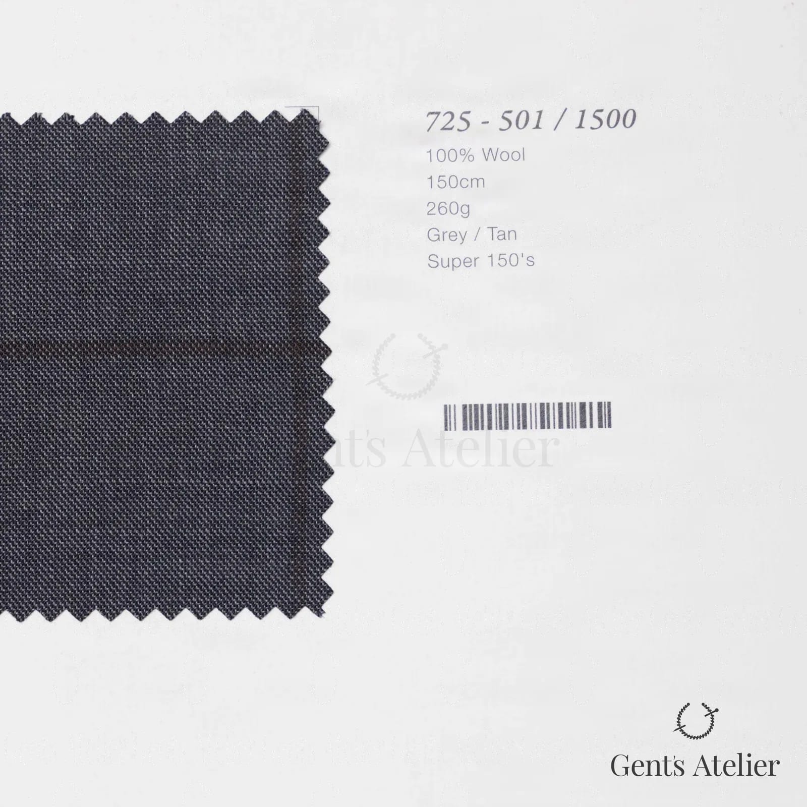 Образец ткани Marzoni 725 - 501 / 1500 с этикеткой — Серый / Tan