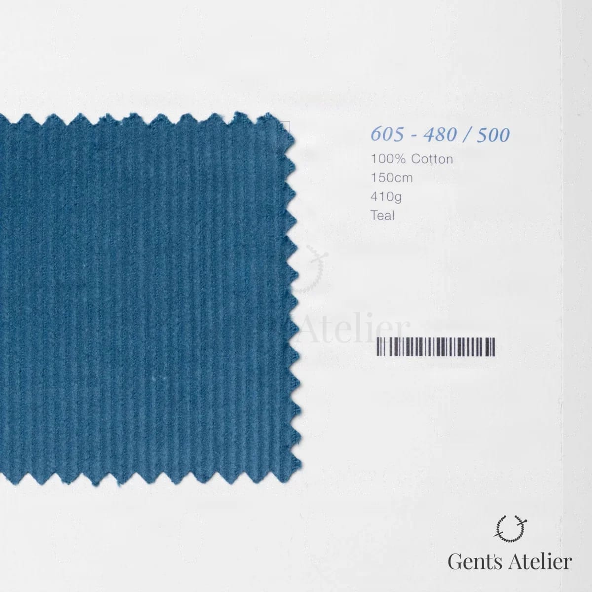 Образец ткани Marzoni 605 - 480 / 500 с этикеткой — Бирюзовый