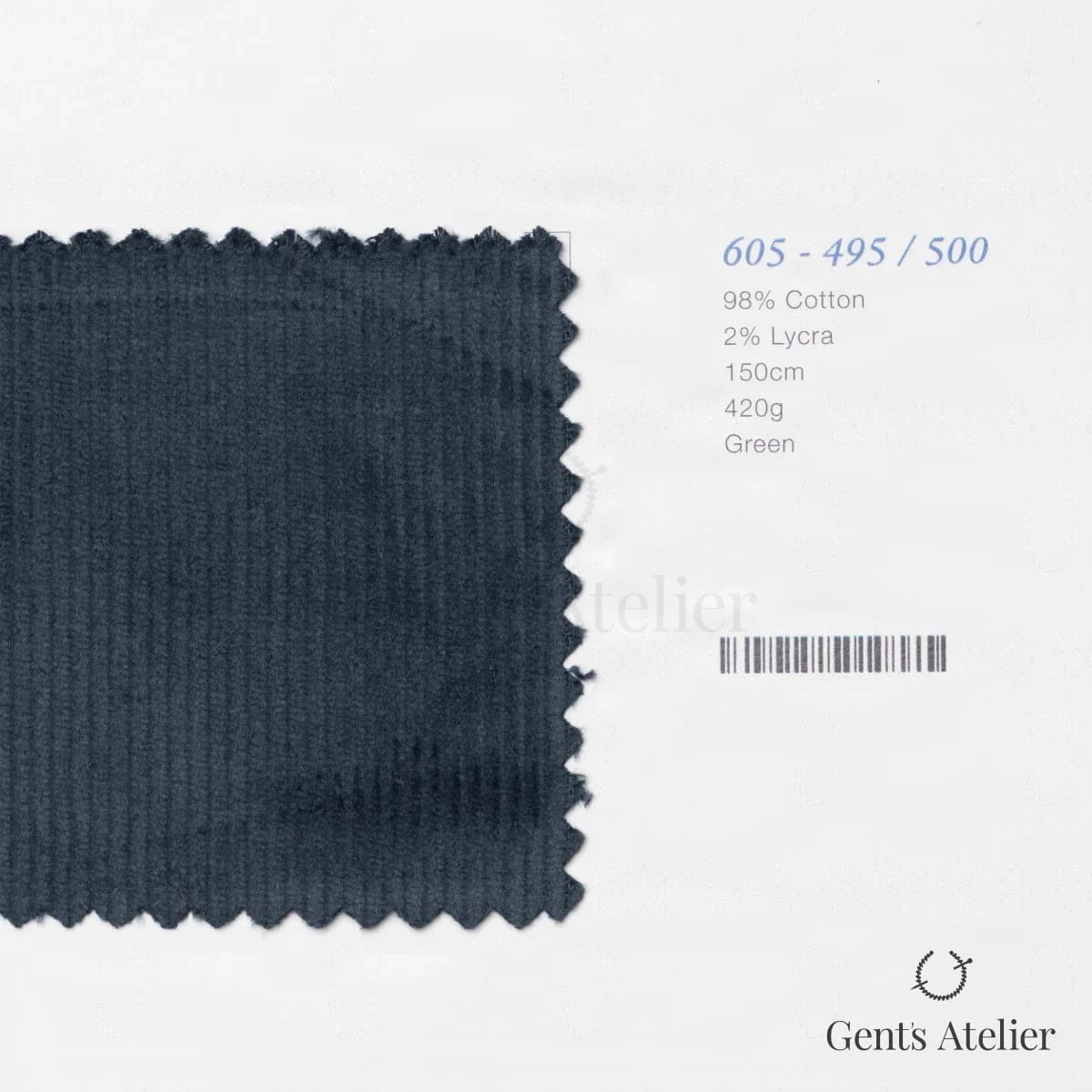 Образец ткани Marzoni 605 - 495 / 500 с этикеткой — Зелёный