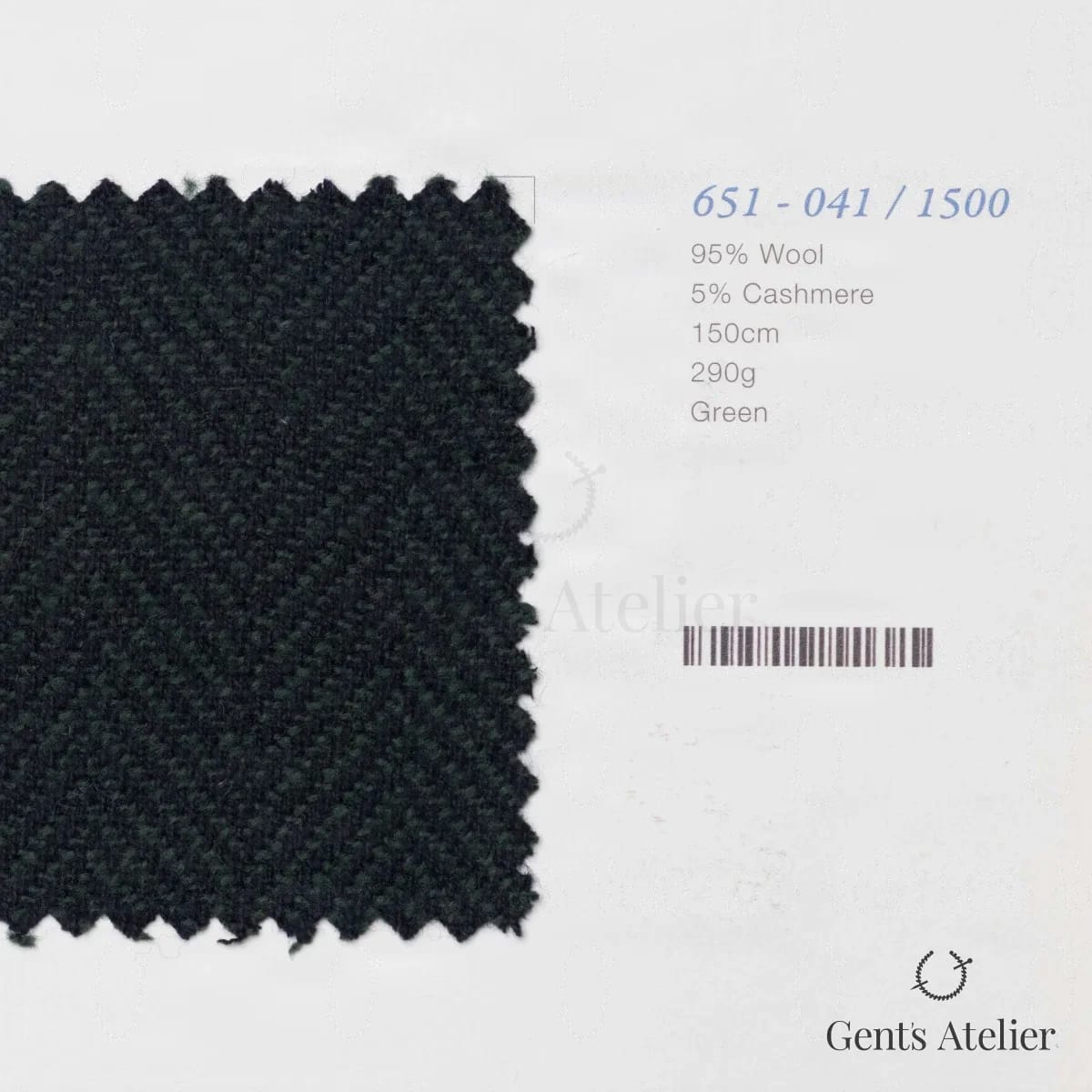 Образец ткани Marzoni 651 - 041 / 1500 с этикеткой — Зелёный
