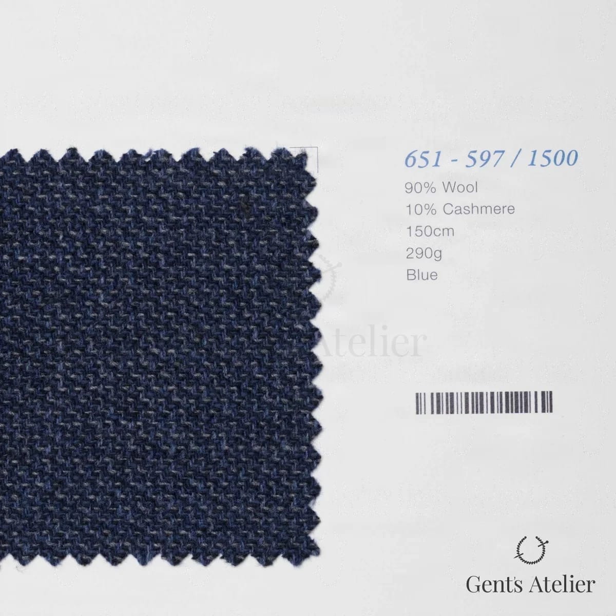 Образец ткани Marzoni 651 - 597 / 1500 с этикеткой — Синий