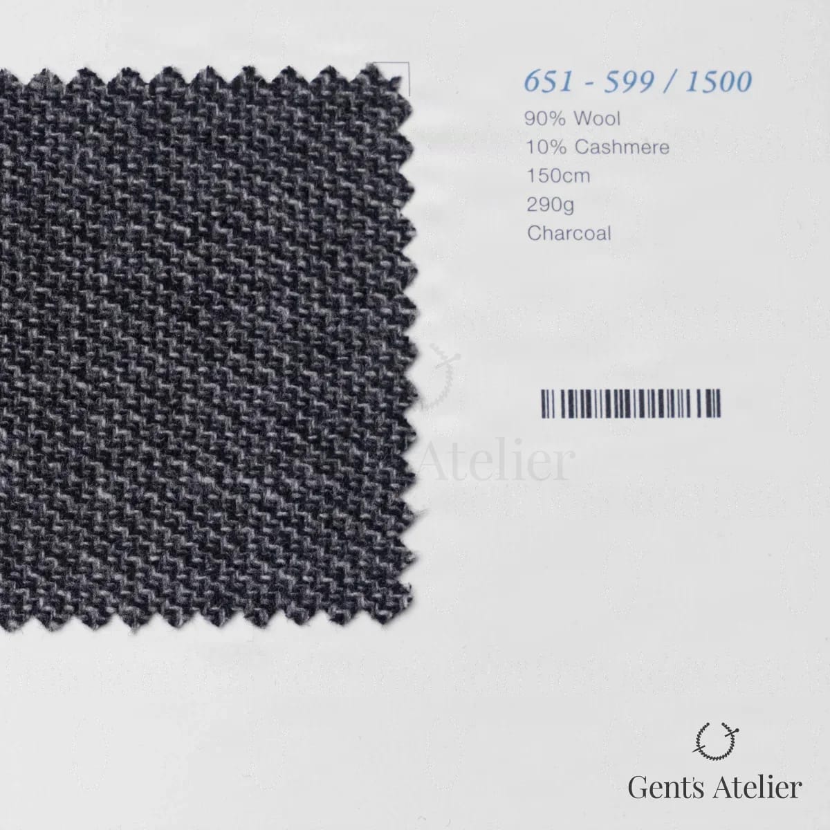 Образец ткани Marzoni 651 - 599 / 1500 с этикеткой — Угольный