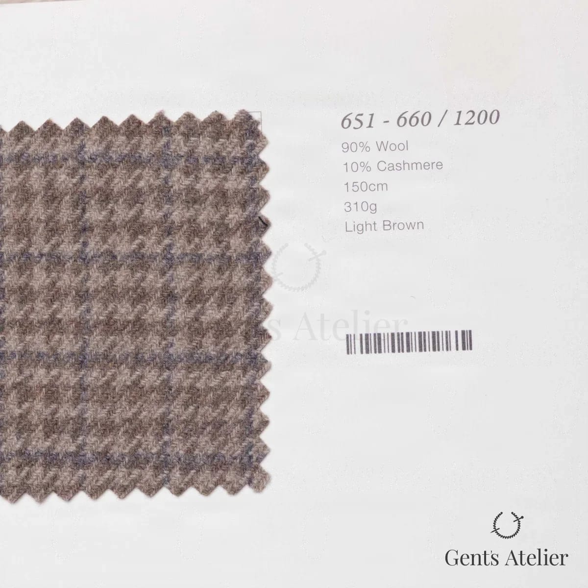 Образец ткани Marzoni 651 - 660 / 1200 с этикеткой — Светло-коричневый