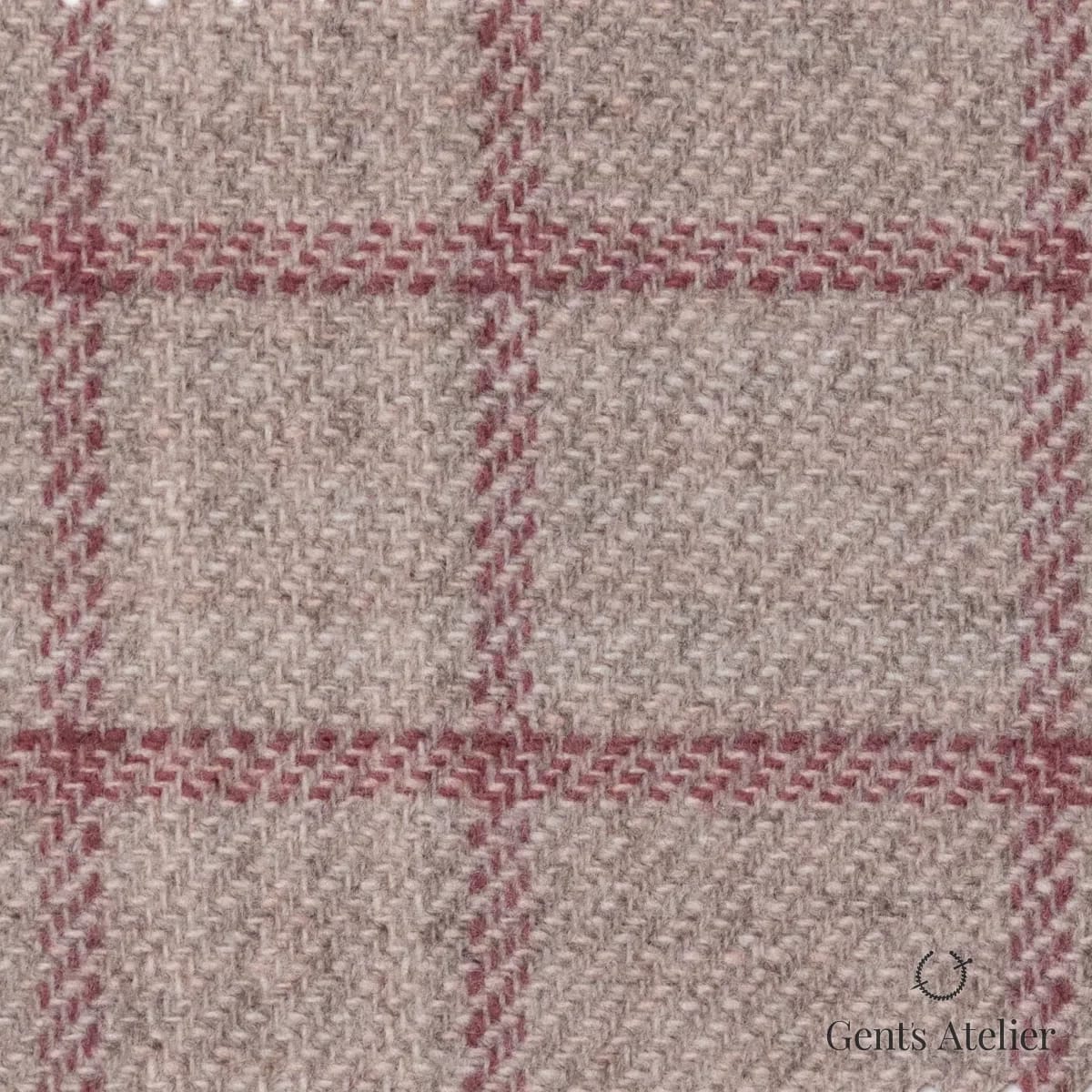 Костюмная ткань Marzoni 651 - 675 / 1200 — Бежевый / Бордовый, виндоупейн, 90% шерсть, 10% Cashmere