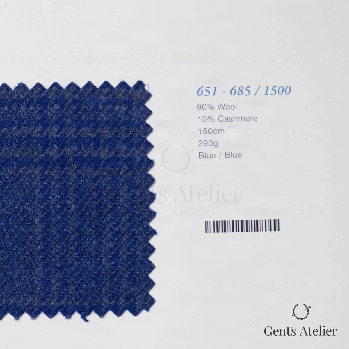 Образец ткани Marzoni 651 - 685 / 1500 с этикеткой — Синий / Синий