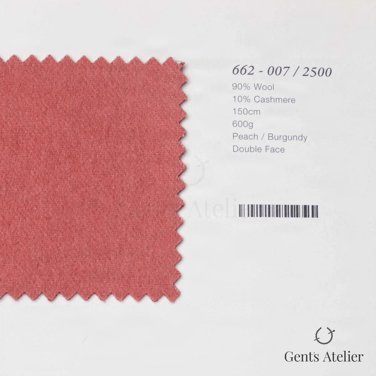 Образец ткани Marzoni 662 - 007 / 2500 с этикеткой — Персиковый / Бордовый