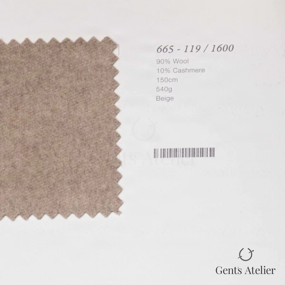 Образец ткани Marzoni 665 - 119 / 1600 с этикеткой — Бежевый