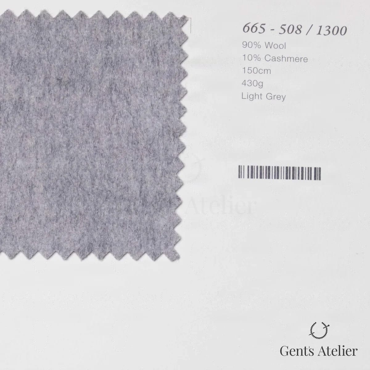 Образец ткани Marzoni 665 - 508 / 1300 с этикеткой — Светло-серый