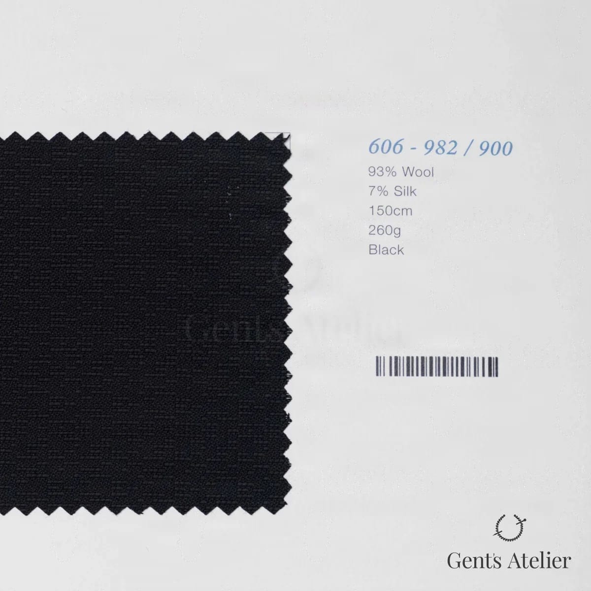 Образец ткани Marzoni 606 - 982 / 900 с этикеткой — Чёрный