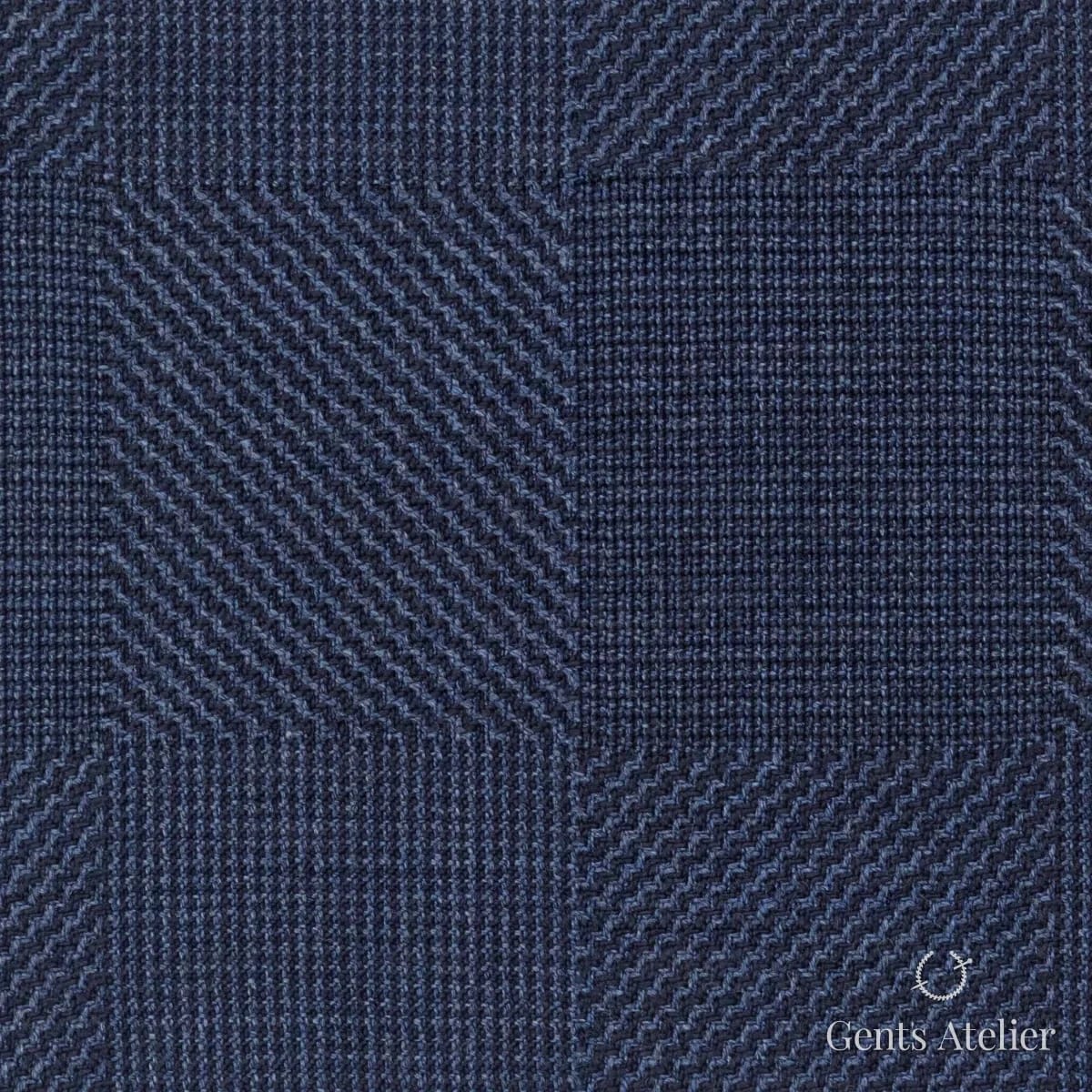 Костюмная ткань Marzoni 609 - 406 / 1000 — Синий, ёлочка, 100% шерсть