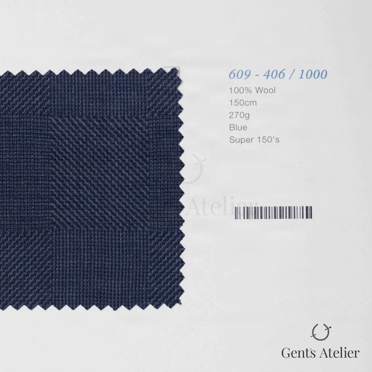 Образец ткани Marzoni 609 - 406 / 1000 с этикеткой — Синий