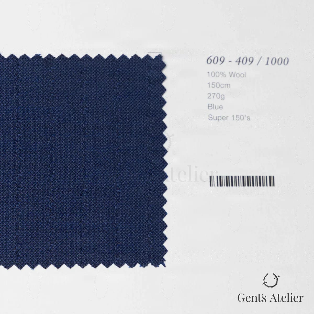Образец ткани Marzoni 609 - 409 / 1000 с этикеткой — Синий