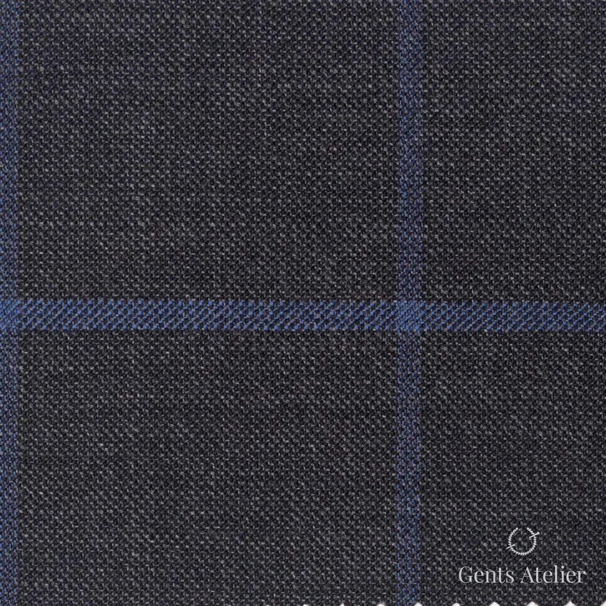 Костюмная ткань Marzoni 609 - 481 / 900 — Тёмно-серый / Голубой, виндоупейн, 100% шерсть