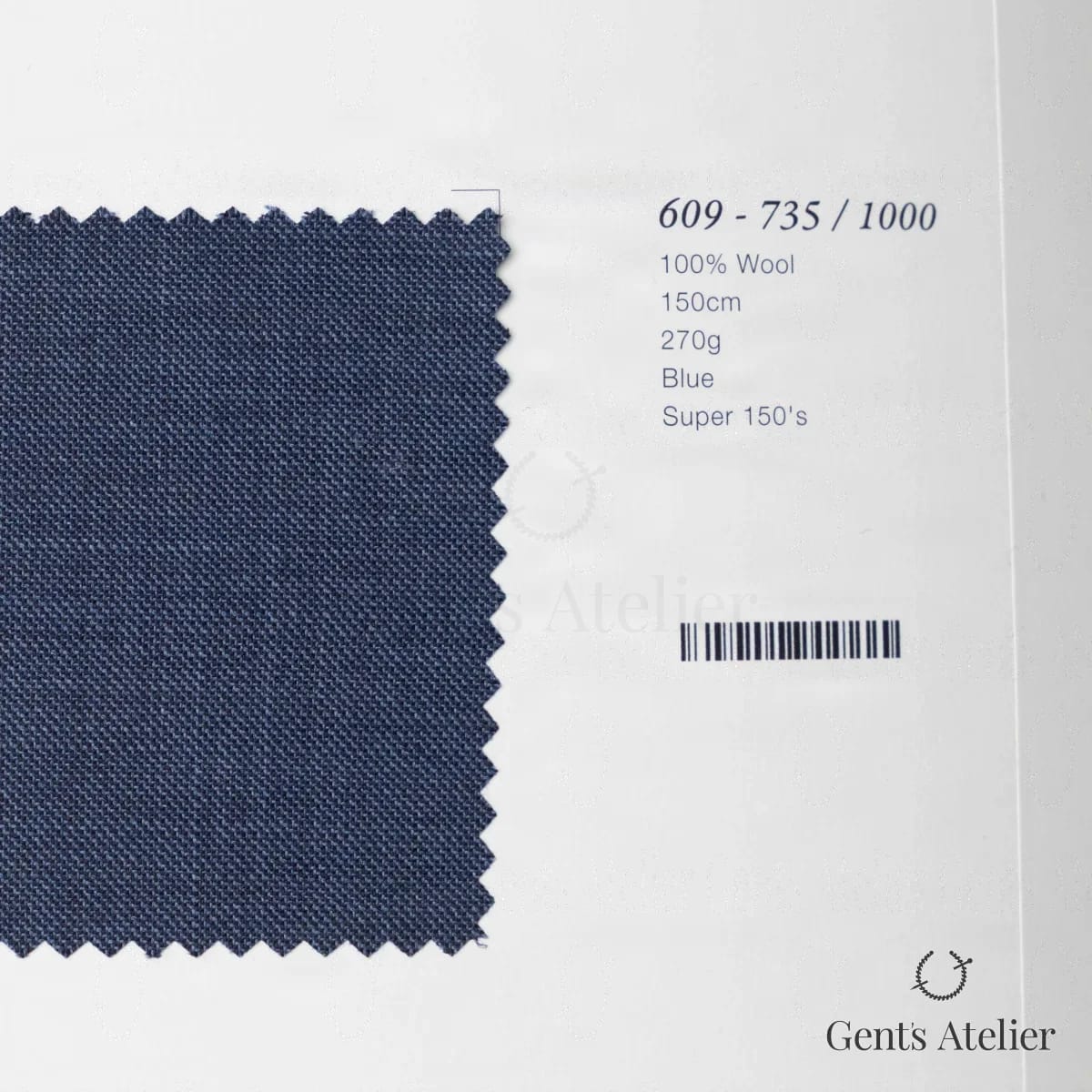 Образец ткани Marzoni 609 - 735 / 1000 с этикеткой — Синий
