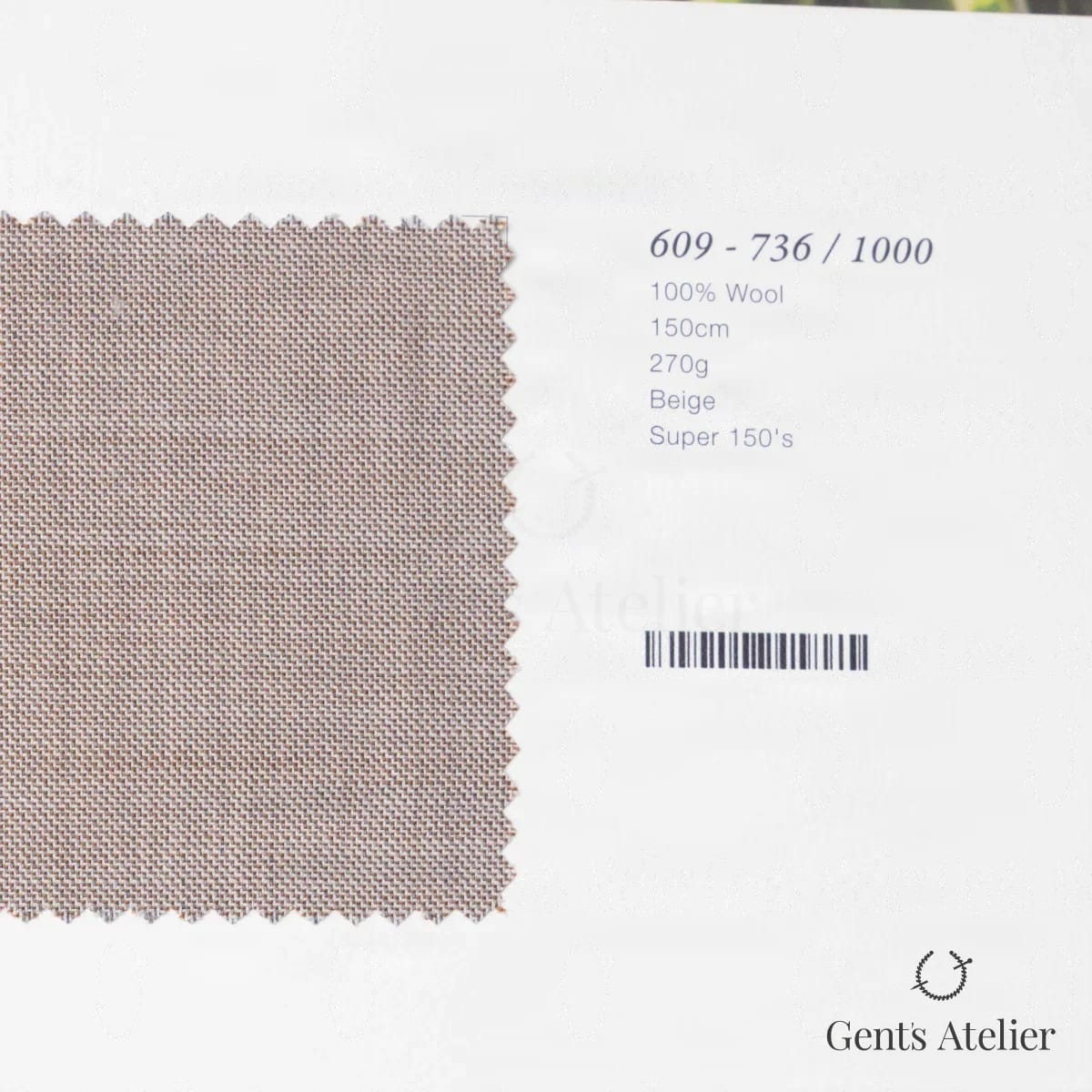 Образец ткани Marzoni 609 - 736 / 1000 с этикеткой — Бежевый